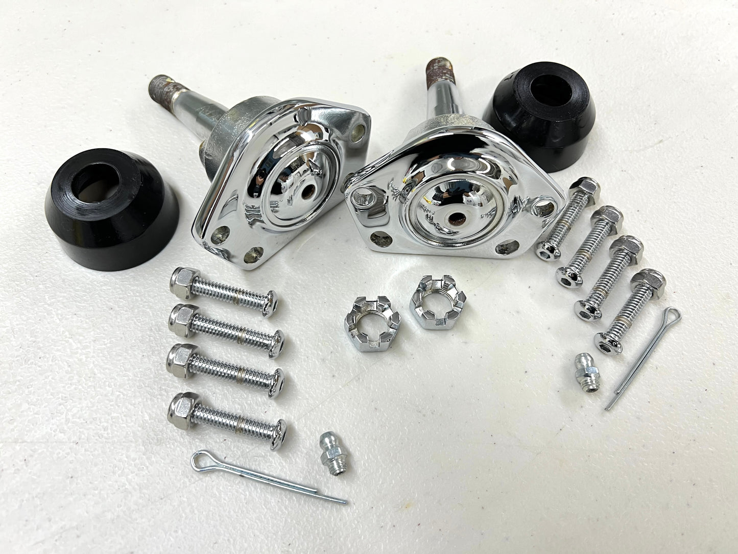 PREMIUM HEAVY DUTY UPPER BALL JOINT 4HOLE (CHEVY IMPALA , CADI , GBODY) PAIR / CHROME FINISH