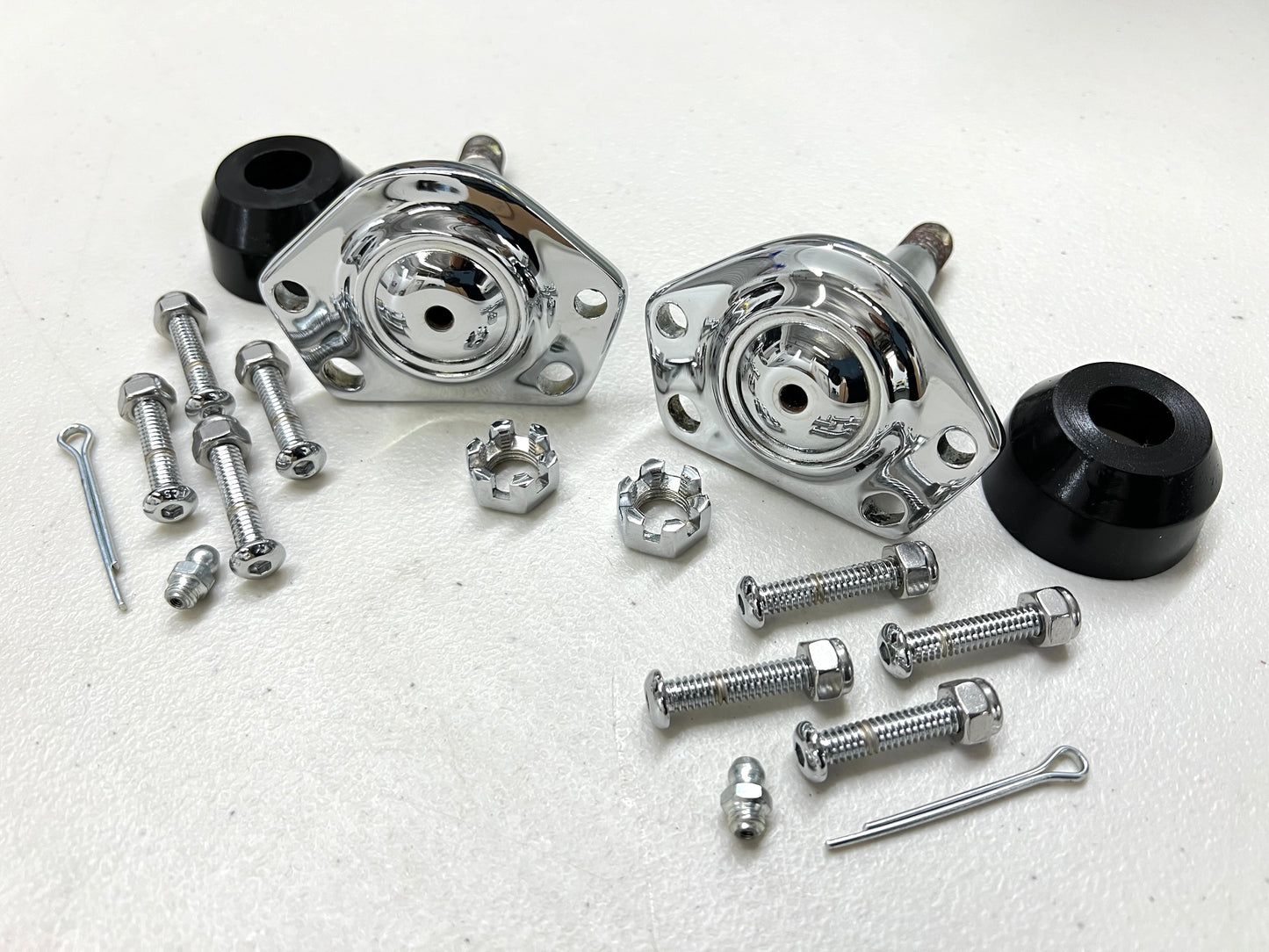 PREMIUM HEAVY DUTY UPPER BALL JOINT 4HOLE (CHEVY IMPALA , CADI , GBODY) PAIR / CHROME FINISH