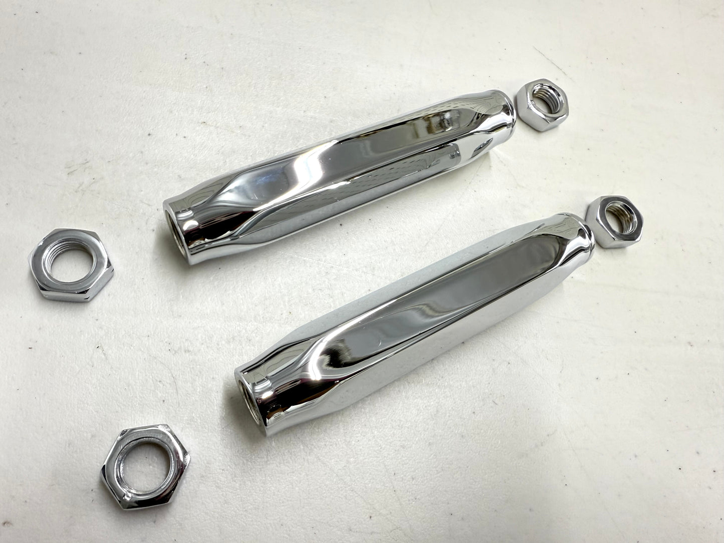1955-57 GM FULL SIZE BELAIR HIGH PERFORMANCE BILLET ALUMINUM TIE ROD END ADJUSTING SLEEVES 1 PAIR / CHROME FINISH
