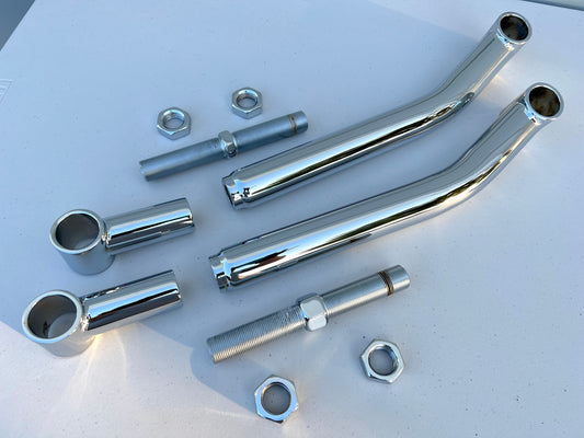 LOWER ADJUSTABLE TRAILING ARMS + BUSHINGS FOR CADILLAC, CAPRICE / (CHROME FINISH)