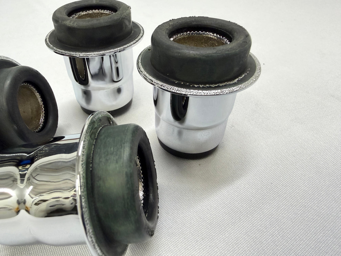 1955-1964 GM FULL SIZE CHEVY IMPALA BELAIR BISCAYNE PREMIUM HEAVY DUTY LOWER A ARM BUSHINGS 4PC / TRIPLE CHROME FINISH