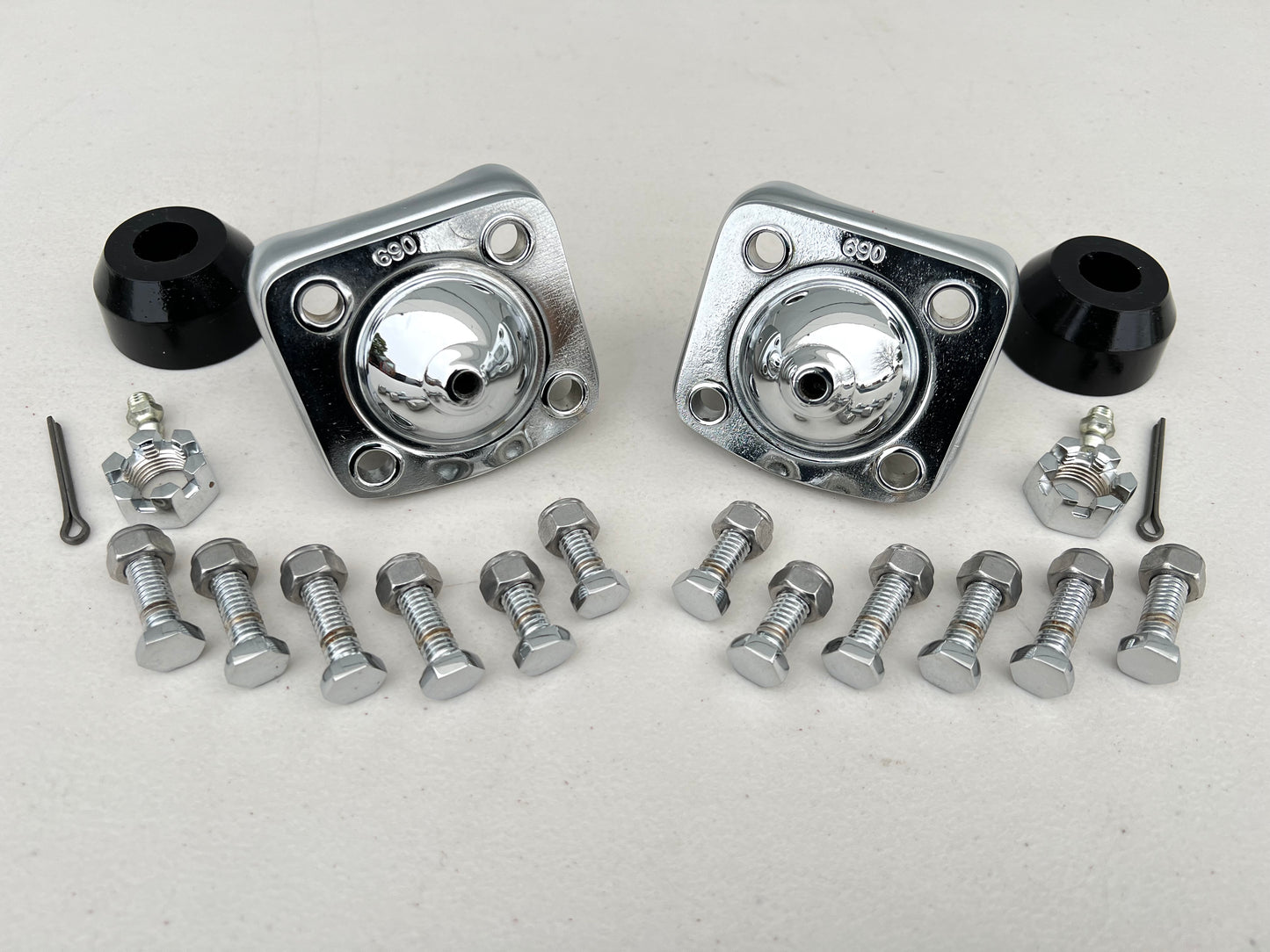 PREMIUM HD LOWER BALL JOINTS PAIR FOR 1955-1957 TRI5 CHEVY BEL AIR / CHROME FINISH