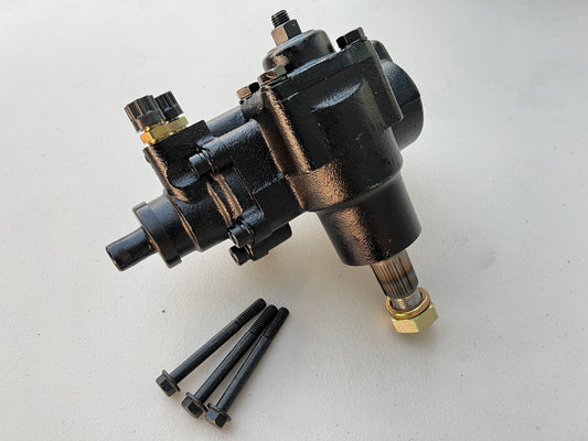 DIRECT FIT BOLT-ON POWER STEERING GEARBOX 500 SERIES / BLACK COAT FINISH GEAR BOX (1958-64 GM CHEVY FULL SIZE IMPALA BELAIR BISCAYNE)