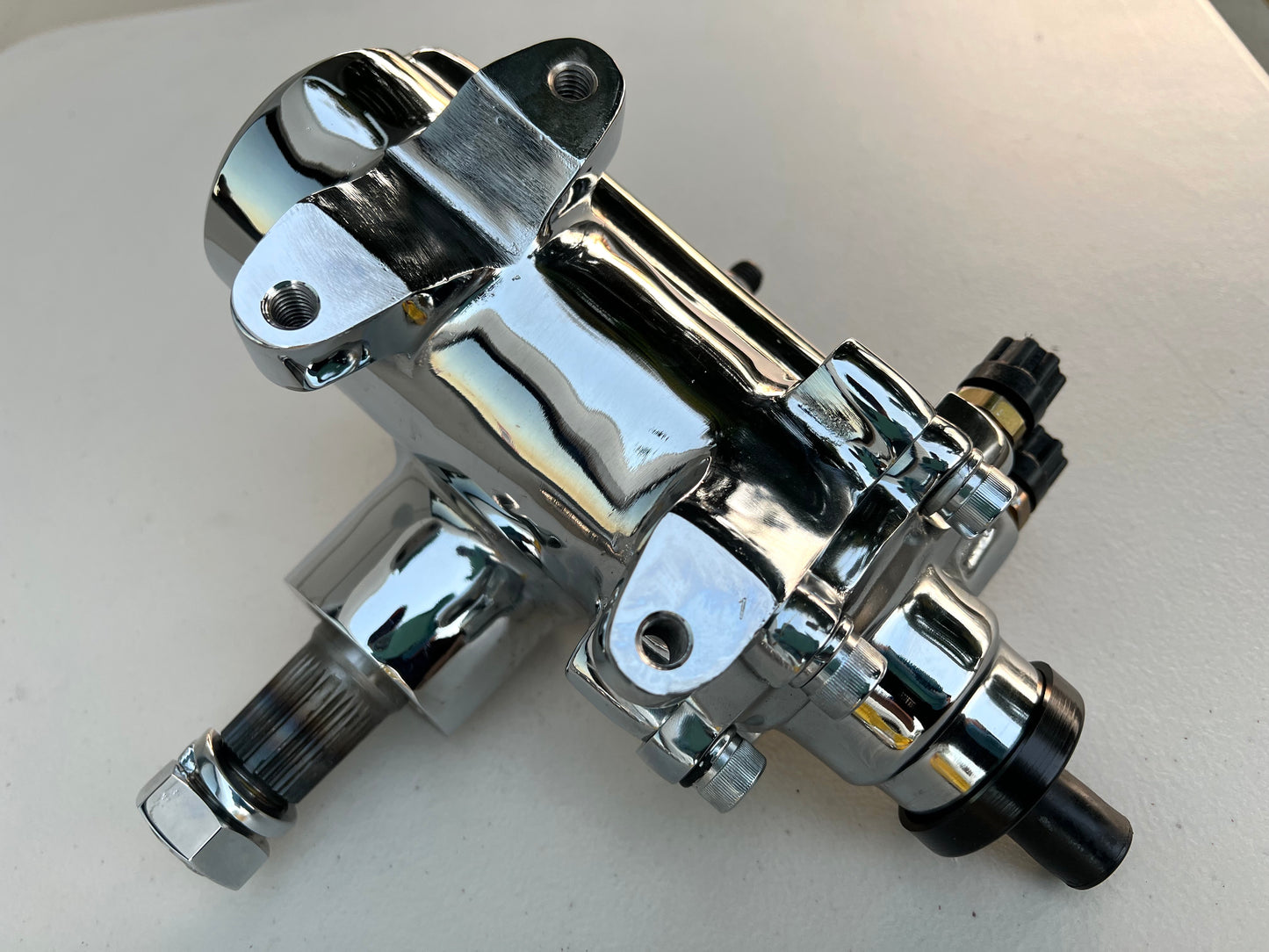 DIRECT FIT BOLT-ON POWER STEERING GEARBOX 500 SERIES / CHROME FINISH GEAR BOX (1958-1964 GM CHEVY IMPALA BELAIR BISCAYNE)