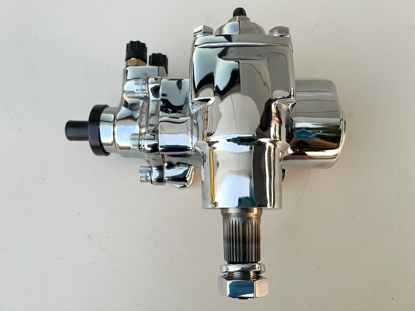DIRECT FIT BOLT-ON POWER STEERING GEARBOX 500 SERIES / CHROME FINISH GEAR BOX (1958-1964 GM CHEVY IMPALA BELAIR BISCAYNE)