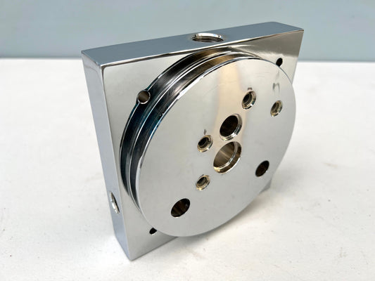 MKG ORIGINAL SERIES - REGULAR BLOCK 1/2" CENTER PORT FOR LOWRIDER HYDRAULICS PUMP / CHROME FINISH