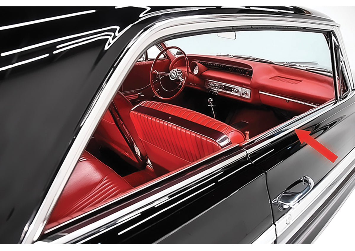 1961-64 CHEVY CHEVROLET IMPALA 2 DOOR HARDTOP EXTERIOR DOOR BELT LINE REVEAL MOLDINGS 1PAIR / STAINLESS STEEL / BELT DOOR WINDOW TRIMS