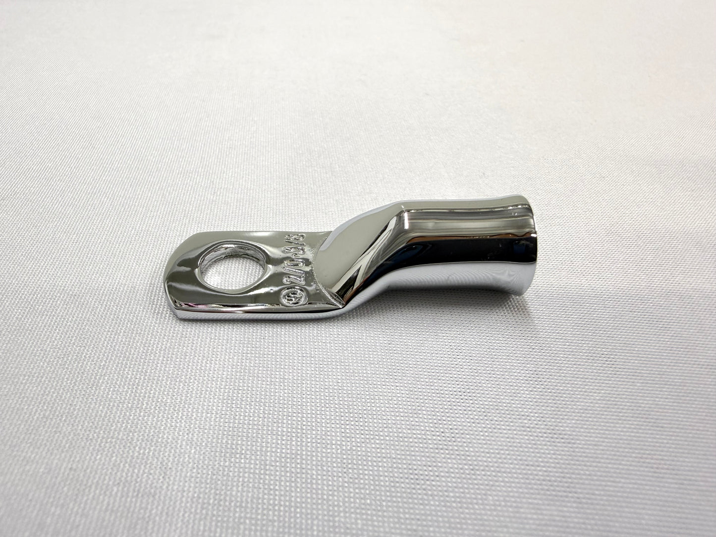 2/0 GAUGE BATTERY CABLE END, LUG 3/8 STUD 1PC / TRIPLE CHROME PLATED / LOWRIDER HYDRAULICS