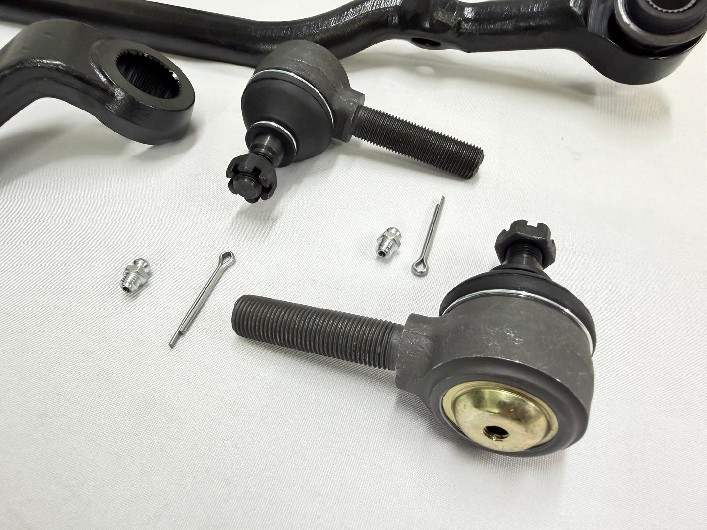 1955-57 GM CHEVY CHEVROLET BEL AIR NOMAD 210 150 TRI FIVE STANDARD COMPLETE STEERING LINKAGE KIT W/ BLACK ANODIZED SLEEVES