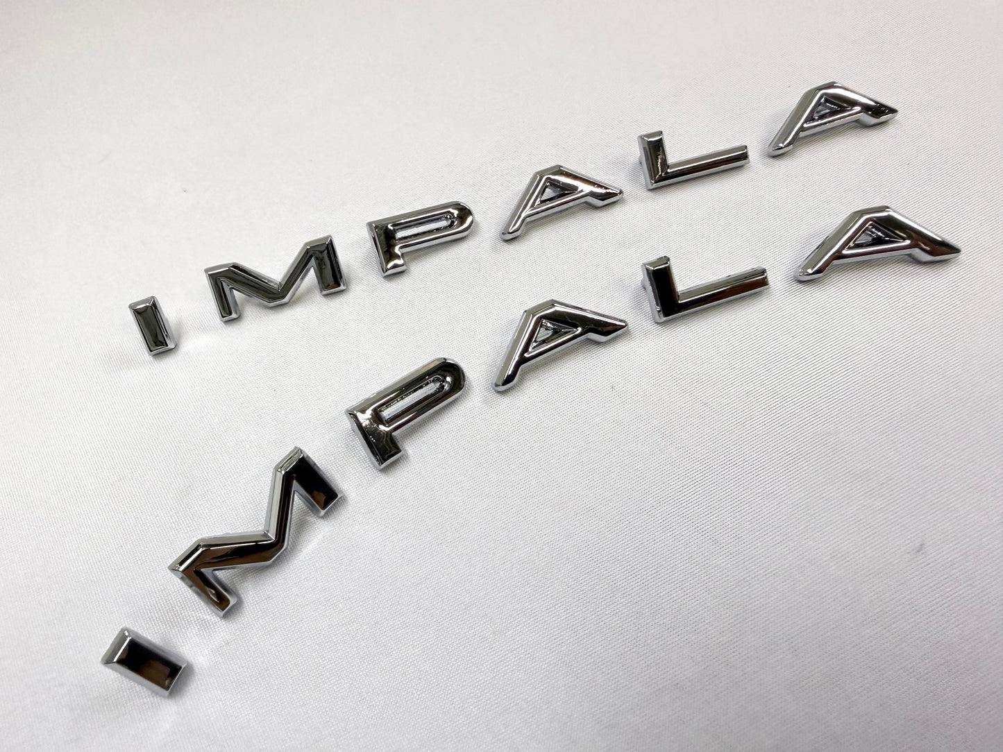 1964 CHEVROLET CHEVY IMPALA / FULL SIZE "IMPALA" REAR QUARTER PANEL LETTER EMBLEM COMPLETE SET LH and RH [NEW]