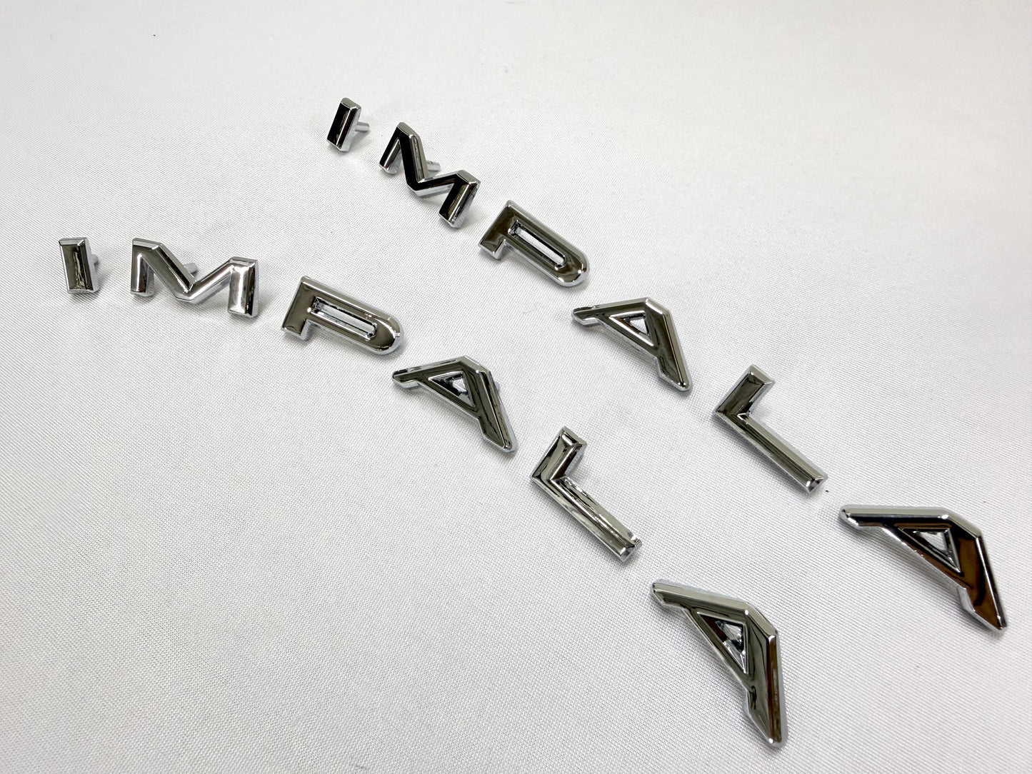 1964 CHEVROLET CHEVY IMPALA / FULL SIZE "IMPALA" REAR QUARTER PANEL LETTER EMBLEM COMPLETE SET LH and RH [NEW]