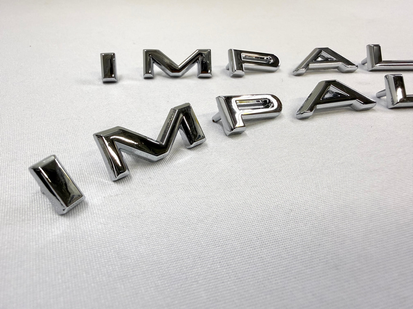 1964 CHEVROLET CHEVY IMPALA / FULL SIZE "IMPALA" REAR QUARTER PANEL LETTER EMBLEM COMPLETE SET LH and RH [NEW]