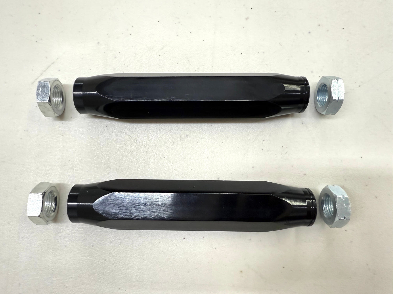 1955-57 GM FULL SIZE BELAIR HIGH PERFORMANCE BILLET ALUMINUM TIE ROD END ADJUSTING SLEEVES 1 PAIR / BLACK ANODIZED FINISH