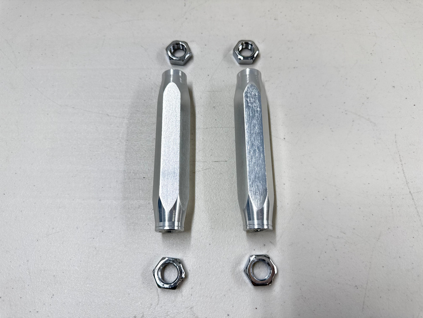 1955-57 GM FULL SIZE BELAIR HIGH PERFORMANCE BILLET ALUMINUM TIE ROD END ADJUSTING SLEEVES 1PAIR / POLISHED FINISH