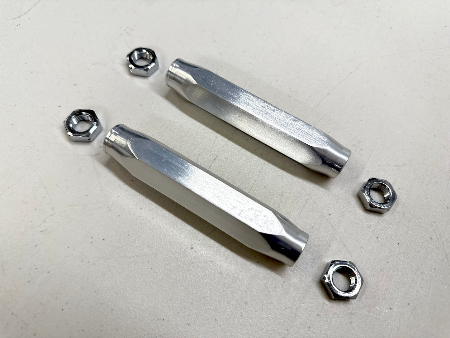 1955-57 GM FULL SIZE BELAIR HIGH PERFORMANCE BILLET ALUMINUM TIE ROD END ADJUSTING SLEEVES 1PAIR / POLISHED FINISH