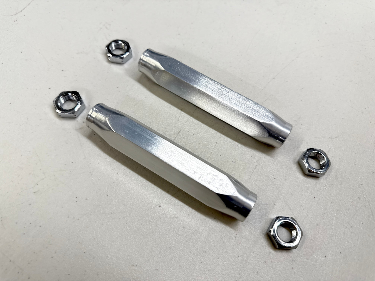 1955-57 GM FULL SIZE BELAIR HIGH PERFORMANCE BILLET ALUMINUM TIE ROD END ADJUSTING SLEEVES 1PAIR / POLISHED FINISH
