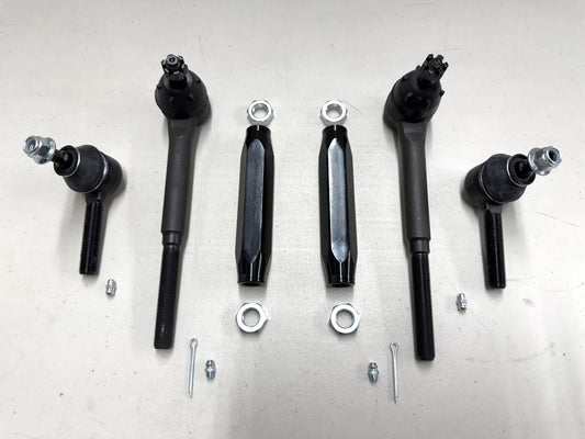 1955-1957 GM CHEVY CHEVROLET FULL SIZE / BEL AIR STANDARD TIE ROD END AND BLACK ANODIZED SLEEVE SET [NEW]