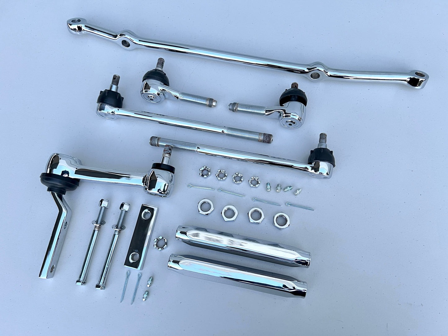 1961-1964 GM FULLSIZE / CHEVY IMPALA BELAIR BISCAYNE STANDARD STEERING LINKAGE KIT [NEW] [CHROME FINISH]