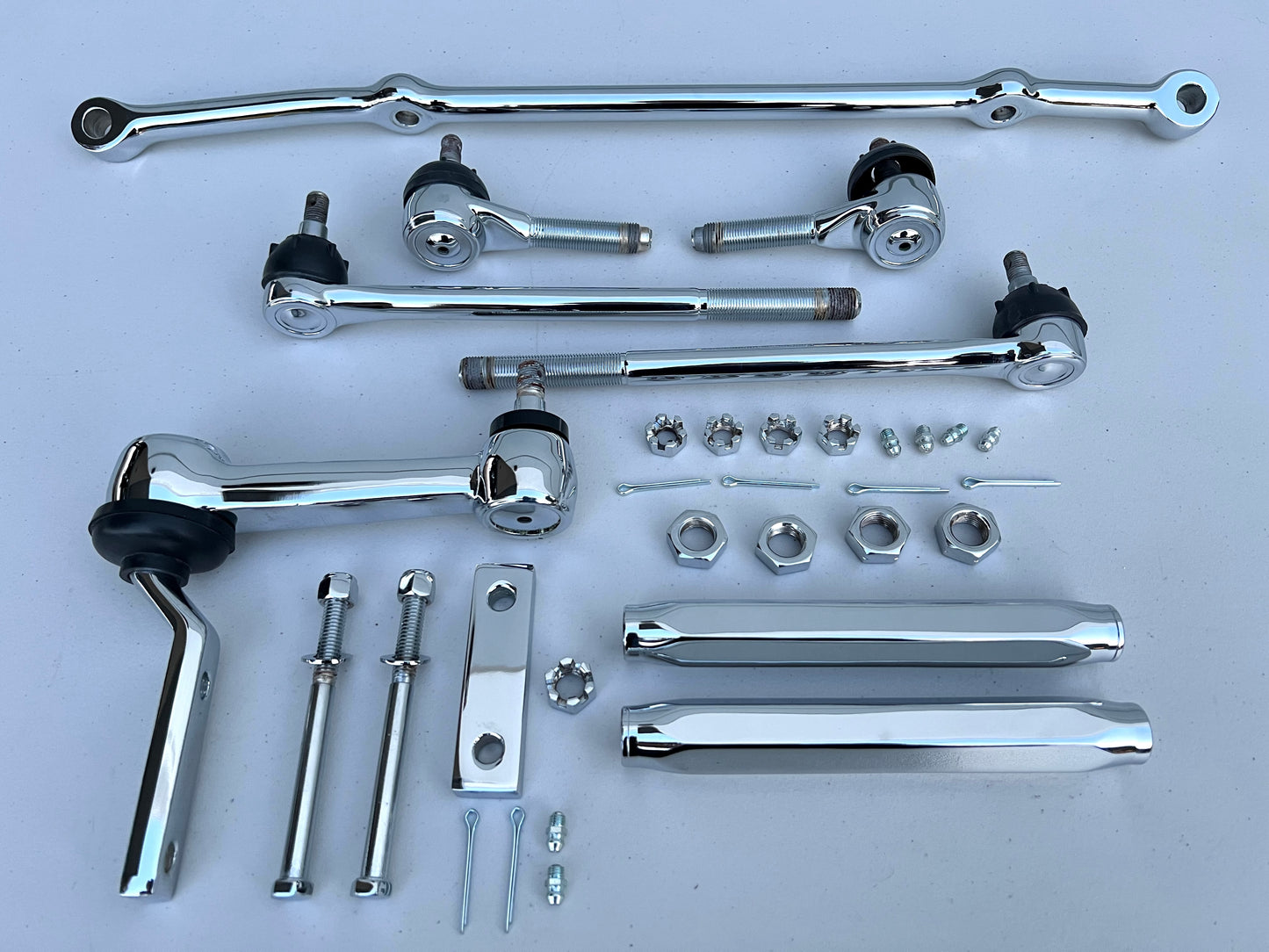 1961-1964 GM FULLSIZE / CHEVY IMPALA BELAIR BISCAYNE STANDARD STEERING LINKAGE KIT [NEW] [CHROME FINISH]