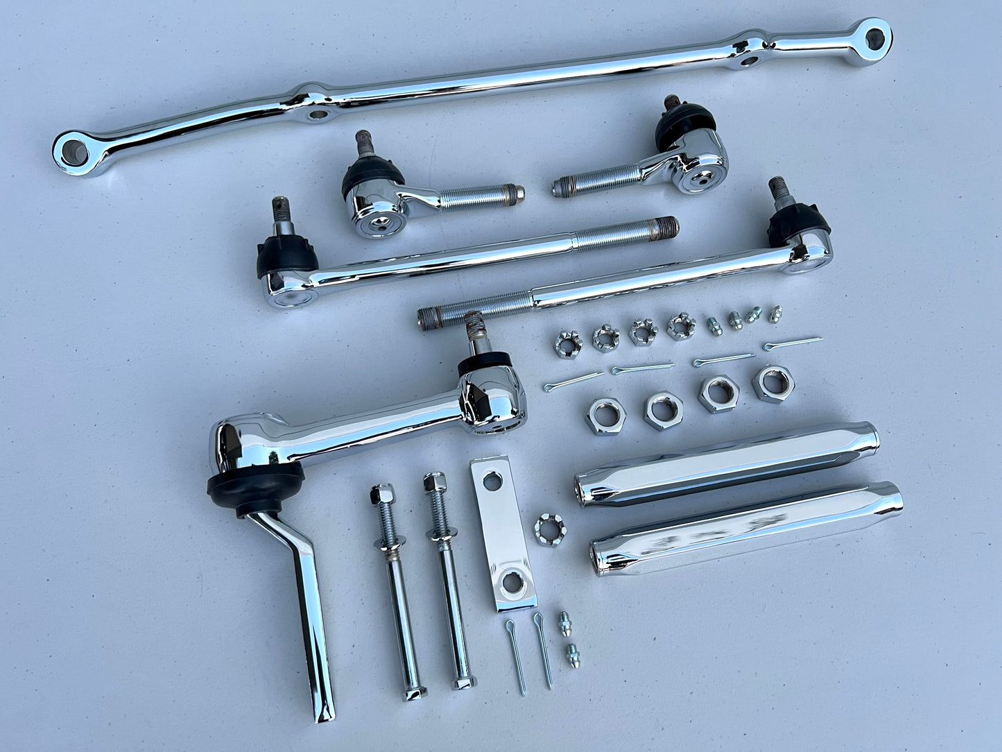 1961-1964 GM FULLSIZE / CHEVY IMPALA BELAIR BISCAYNE STANDARD STEERING LINKAGE KIT [NEW] [CHROME FINISH]