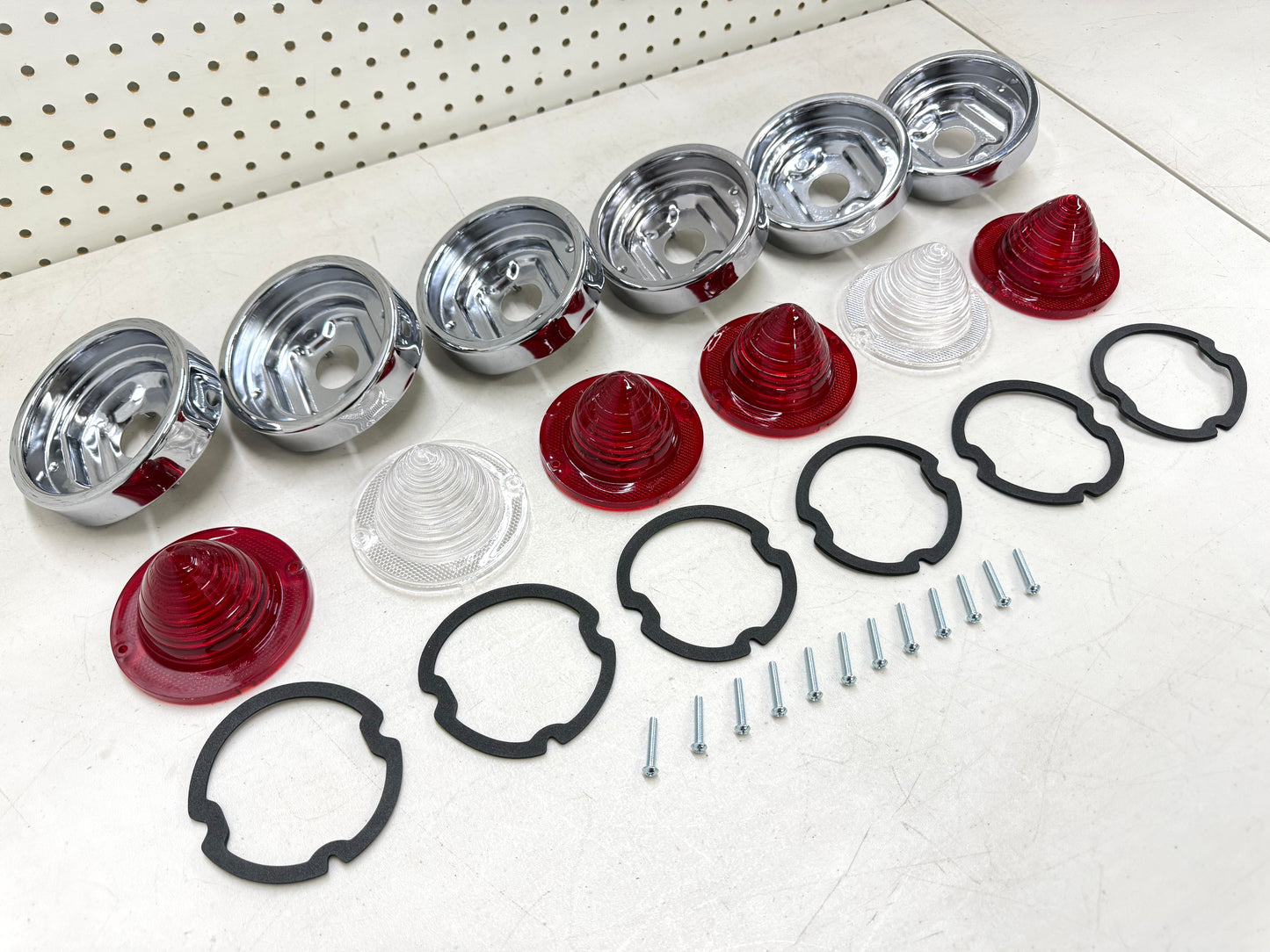 1960 CHEVY IMPALA BEL AIR BISCAYNE TAIL LAMP ASSEMBLY COMPLETE PACKAGE SET (TAIL LIGHT KIT) / IMPORT CHROME [NEW]