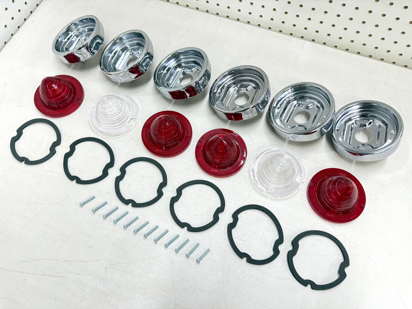 1960 CHEVY IMPALA BEL AIR BISCAYNE TAIL LAMP ASSEMBLY COMPLETE PACKAGE SET (TAIL LIGHT KIT) / IMPORT CHROME [NEW]