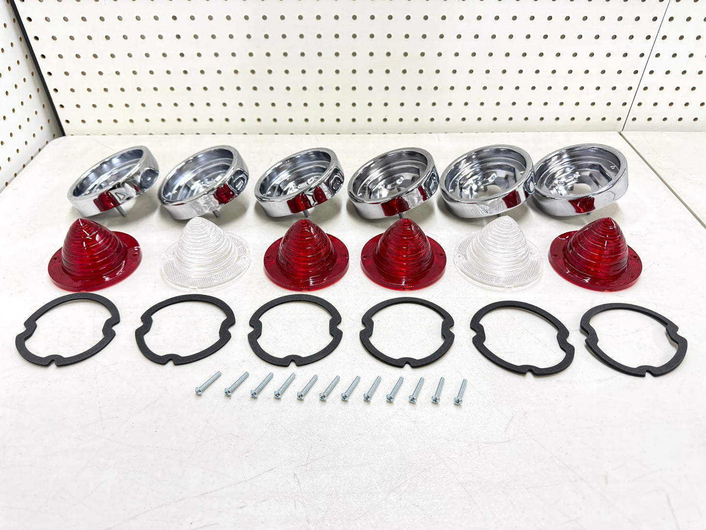 1960 CHEVY IMPALA BEL AIR BISCAYNE TAIL LAMP ASSEMBLY COMPLETE PACKAGE SET (TAIL LIGHT KIT) / IMPORT CHROME [NEW]