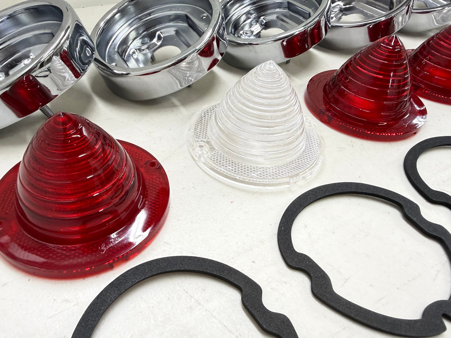 1960 CHEVY IMPALA BEL AIR BISCAYNE TAIL LAMP ASSEMBLY COMPLETE PACKAGE SET (TAIL LIGHT KIT) / IMPORT CHROME [NEW]