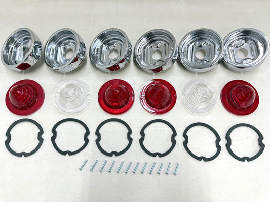 1960 CHEVY IMPALA BEL AIR BISCAYNE TAIL LAMP ASSEMBLY COMPLETE PACKAGE SET (TAIL LIGHT KIT) / IMPORT CHROME [NEW]