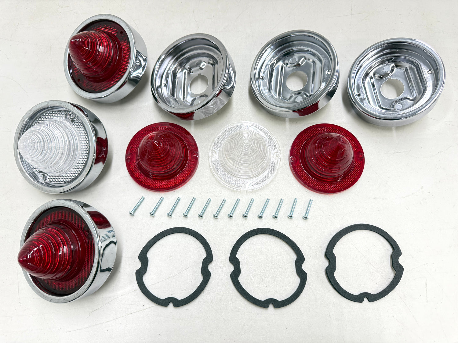 1960 CHEVY IMPALA BEL AIR BISCAYNE TAIL LAMP ASSEMBLY COMPLETE PACKAGE SET (TAIL LIGHT KIT) / IMPORT CHROME [NEW]