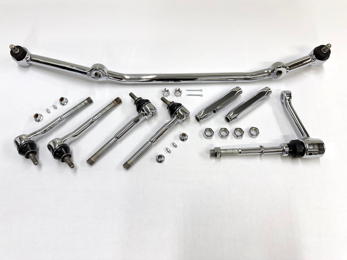 1965-66 GM CHEVY CHEVROLET IMPALA BEL AIR BISCAYNE COMPLETE STANDARD STEERING LINKAGE KIT / TRIPLE CHROME PLATED