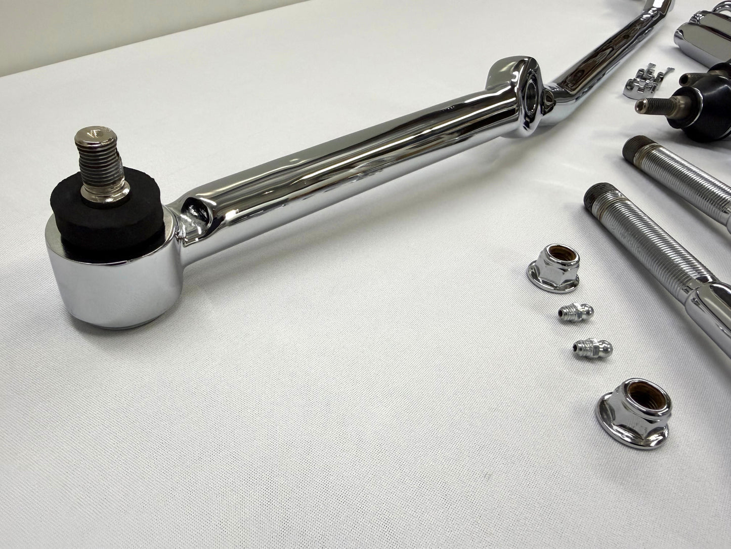 1965-66 GM CHEVY CHEVROLET IMPALA BEL AIR BISCAYNE COMPLETE STANDARD STEERING LINKAGE KIT / TRIPLE CHROME PLATED