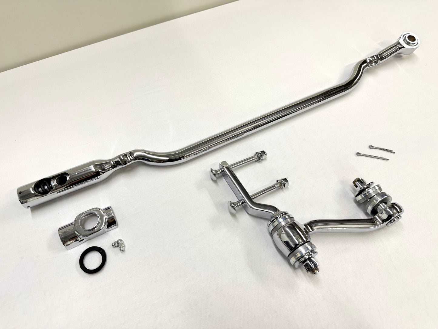 1955-57 GM CHEVY CHEVROLET BEL AIR NOMAD 210 150 TRI FIVE PREMIUM HEAVY DUTY CENTER LINK (DRAGLINK) + IDLER ARM BEARING UPGRADE SET / TRIPLE CHROME PLATED