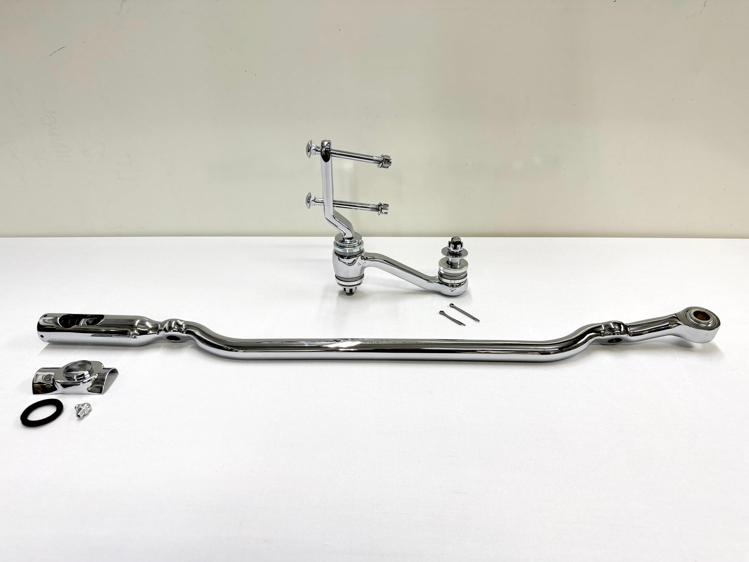 1955-57 GM CHEVY CHEVROLET BEL AIR NOMAD 210 150 TRI FIVE PREMIUM HEAVY DUTY CENTER LINK (DRAGLINK) + IDLER ARM BEARING UPGRADE SET / TRIPLE CHROME PLATED