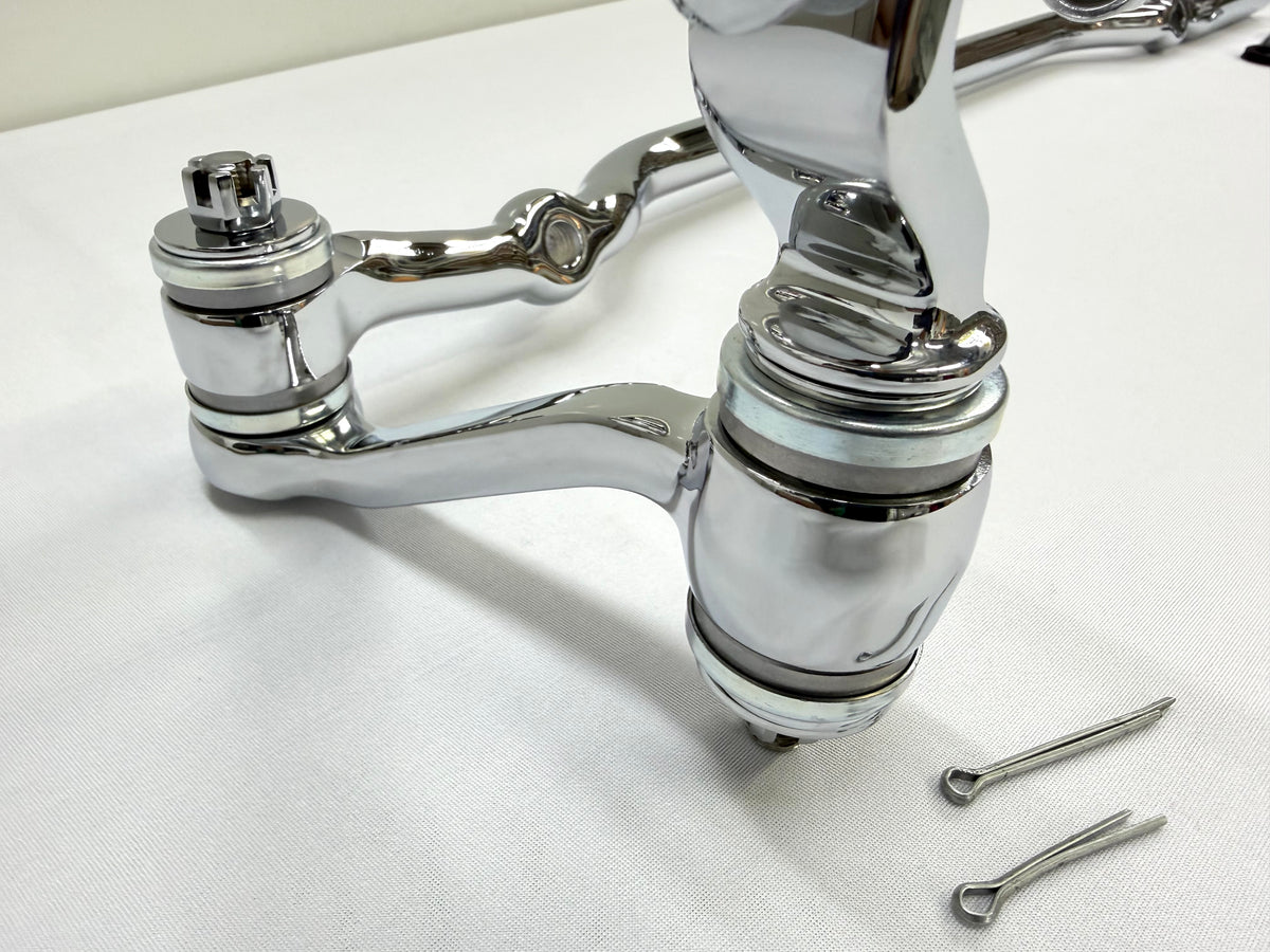 1955-57 GM CHEVY CHEVROLET BEL AIR NOMAD 210 150 TRI FIVE PREMIUM HEAVY DUTY CENTER LINK (DRAGLINK) + IDLER ARM BEARING UPGRADE SET / TRIPLE CHROME PLATED