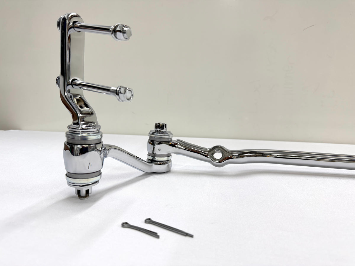 1955-57 GM CHEVY CHEVROLET BEL AIR NOMAD 210 150 TRI FIVE PREMIUM HEAVY DUTY COMPLETE STEERING LINKAGE KIT W/ IDLER ARM BEARING UPGRADE (TRIPLE CHROME PLATED)