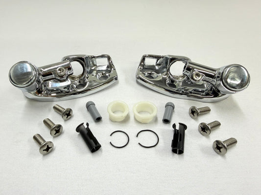 1961-1964 CHEVROLET IMPALA FULL SIZE / 1962-63 CHEVY II / NOVA CONVERTIBLE SUN VISOR BRACKET SET [NEW][IMPORT CHROME]
