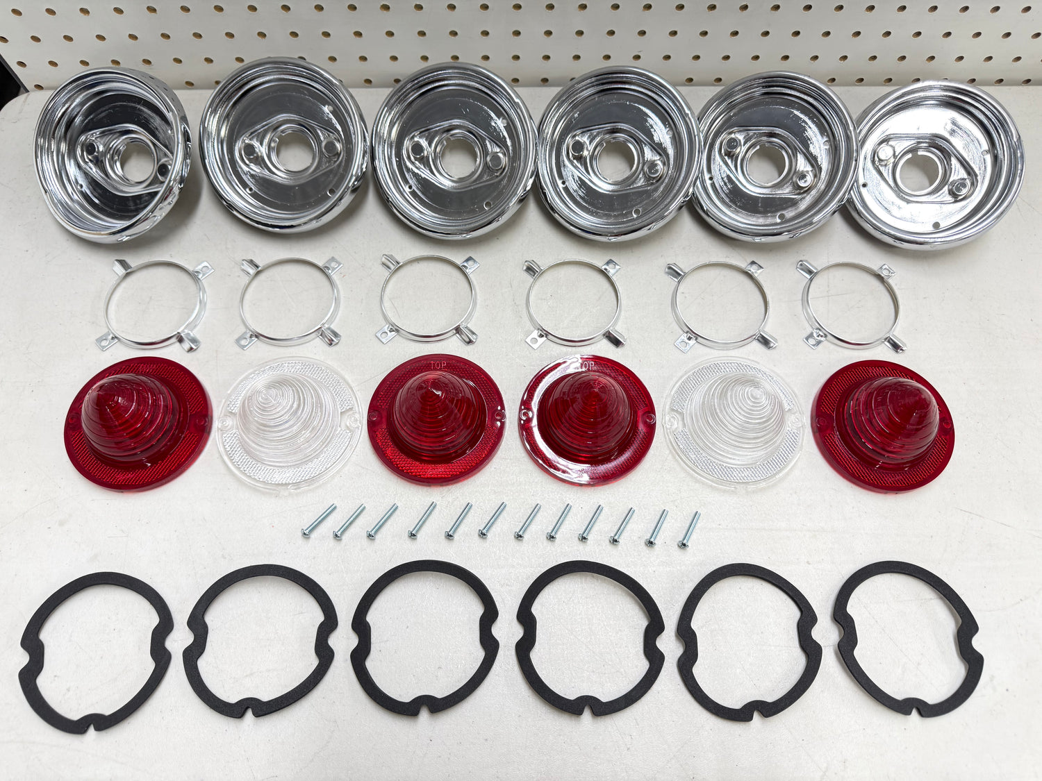 1961 CHEVY IMPALA BEL AIR BISCAYNE TAIL LAMP ASSEMBLY COMPLETE PACKAGE SET (TAIL LIGHT KIT) / IMPORT CHROME [NEW]