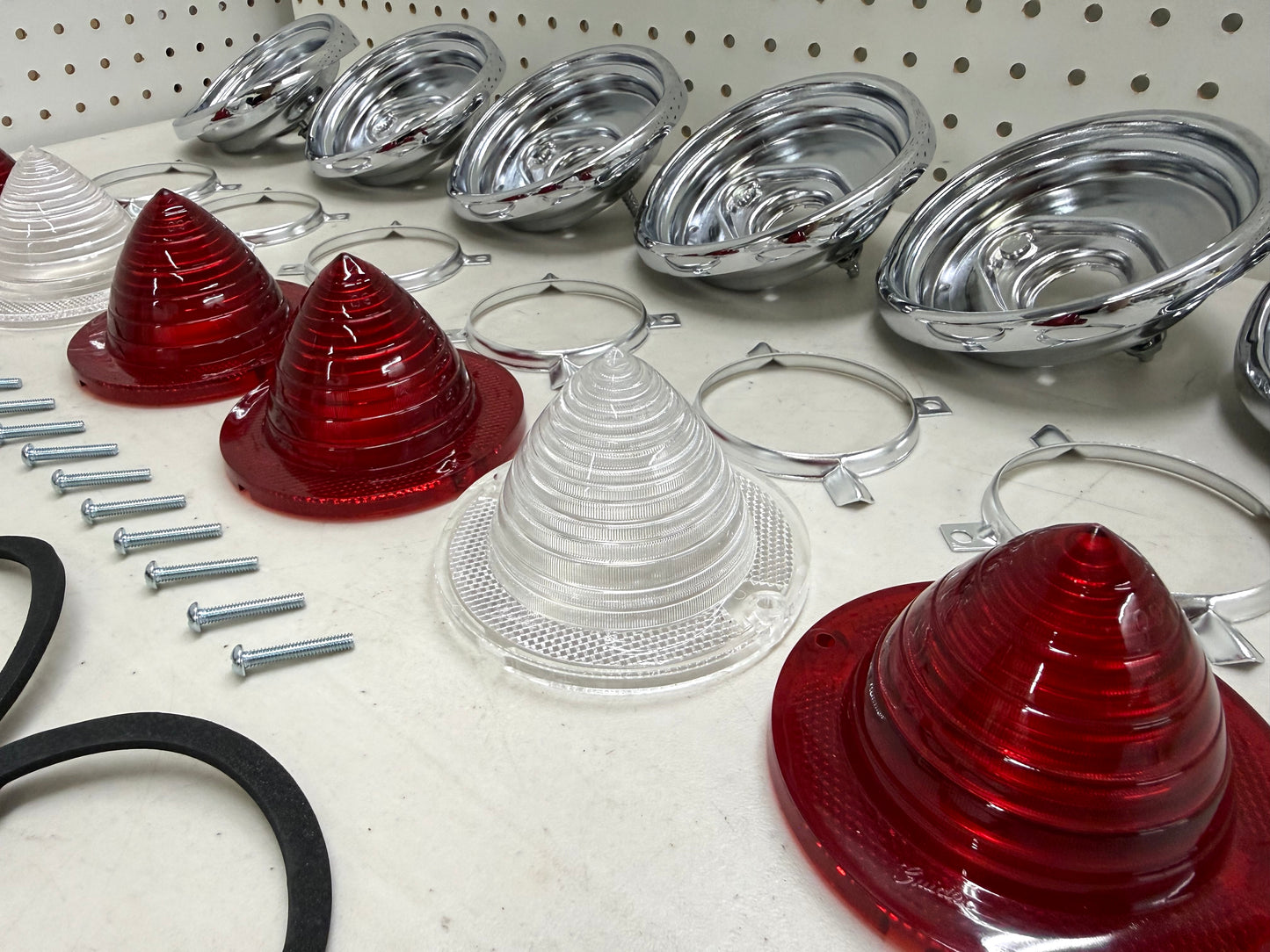 1961 CHEVY IMPALA BEL AIR BISCAYNE TAIL LAMP ASSEMBLY COMPLETE PACKAGE SET (TAIL LIGHT KIT) / IMPORT CHROME [NEW]