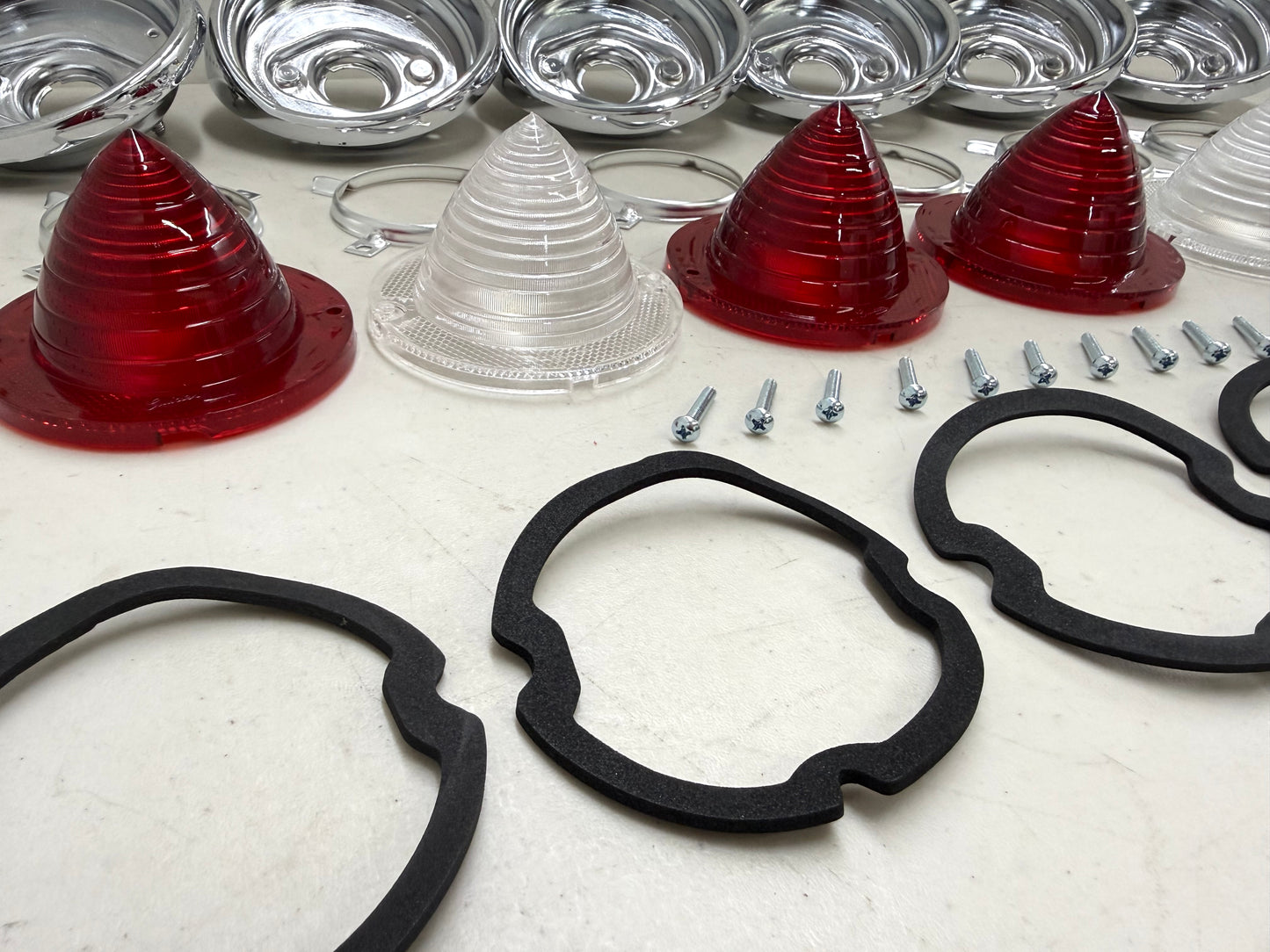 1961 CHEVY IMPALA BEL AIR BISCAYNE TAIL LAMP ASSEMBLY COMPLETE PACKAGE SET (TAIL LIGHT KIT) / IMPORT CHROME [NEW]