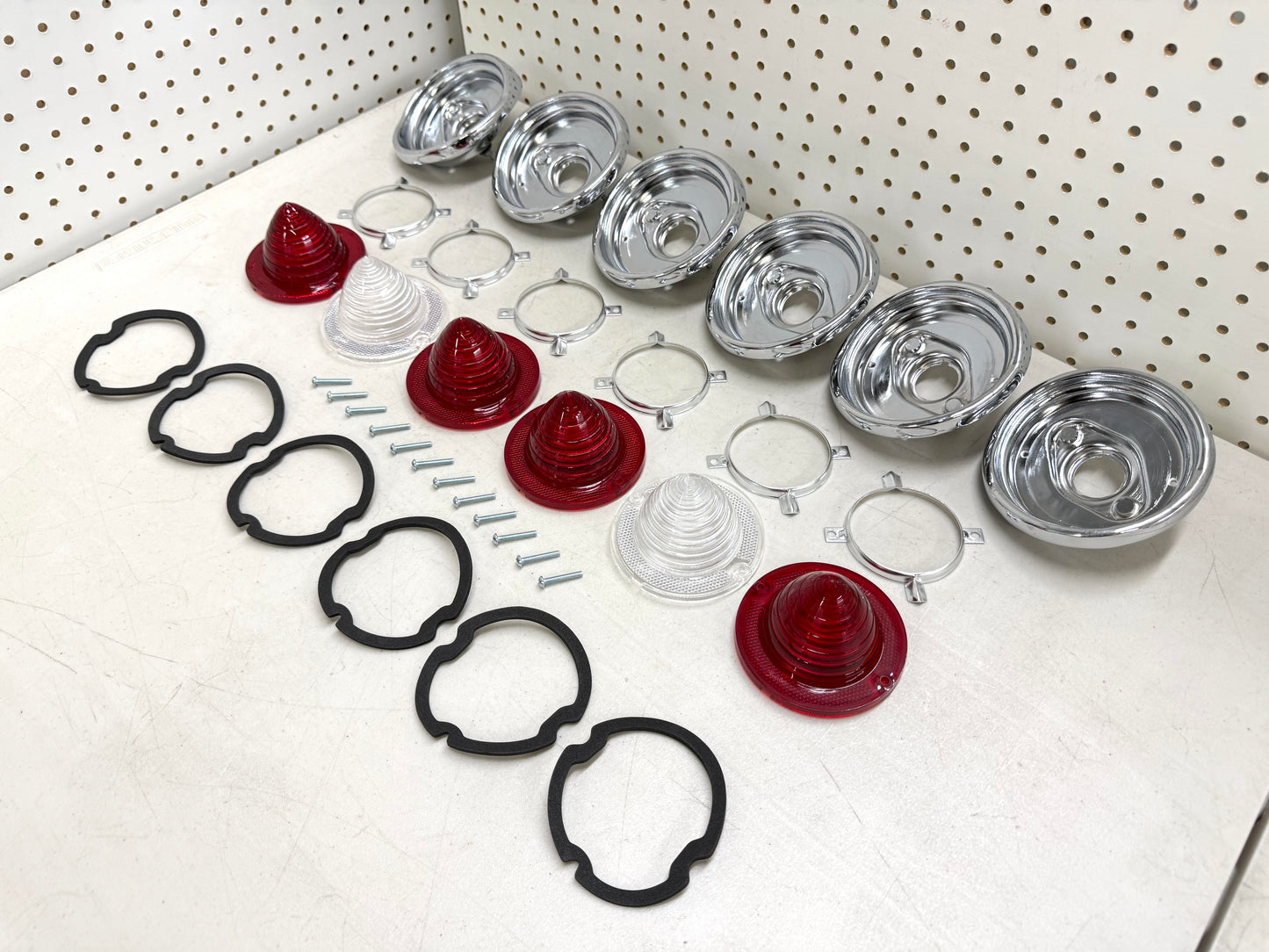 1961 CHEVY IMPALA BEL AIR BISCAYNE TAIL LAMP ASSEMBLY COMPLETE PACKAGE SET (TAIL LIGHT KIT) / IMPORT CHROME [NEW]