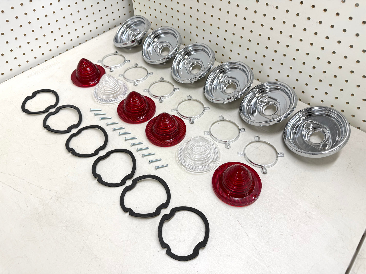 1961 CHEVY IMPALA BEL AIR BISCAYNE TAIL LAMP ASSEMBLY COMPLETE PACKAGE SET (TAIL LIGHT KIT) / IMPORT CHROME [NEW]