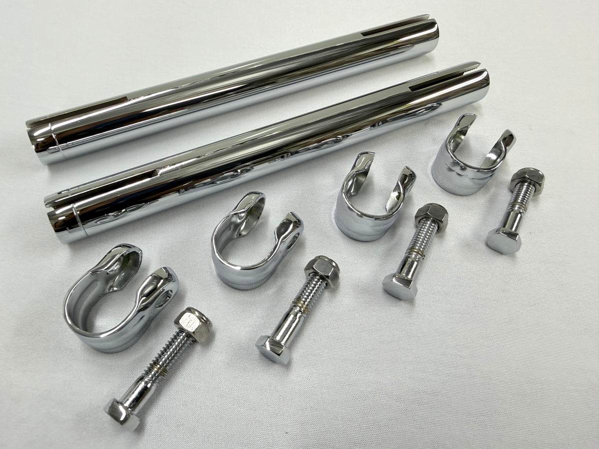 1958-64 GM FULL SIZE CHEVY ORIGINAL STYLE HEAVY DUTY STEEL TIE ROD ADJUSTABLE SLEEVE 2PC (PAIR) (IMPALA BELAIR BISCAYNE etc) / CHROME FINISH