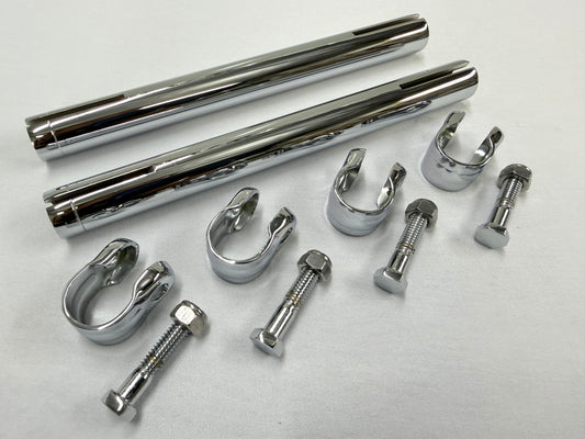 1958-64 GM FULL SIZE CHEVY ORIGINAL STYLE HEAVY DUTY STEEL TIE ROD ADJUSTABLE SLEEVE 2PC (PAIR) (IMPALA BELAIR BISCAYNE etc) / CHROME FINISH