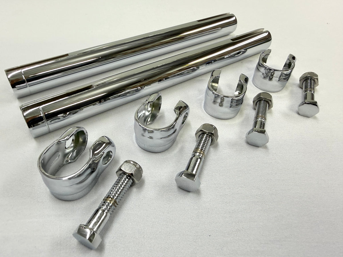 1958-64 GM FULL SIZE CHEVY ORIGINAL STYLE HEAVY DUTY STEEL TIE ROD ADJUSTABLE SLEEVE 2PC (PAIR) (IMPALA BELAIR BISCAYNE etc) / CHROME FINISH