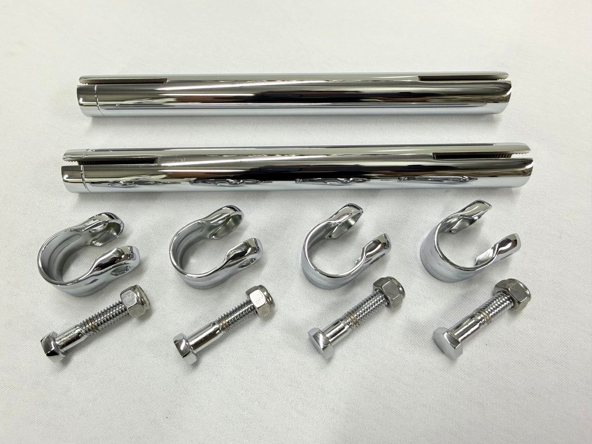 1958-64 GM FULL SIZE CHEVY ORIGINAL STYLE HEAVY DUTY STEEL TIE ROD ADJUSTABLE SLEEVE 2PC (PAIR) (IMPALA BELAIR BISCAYNE etc) / CHROME FINISH