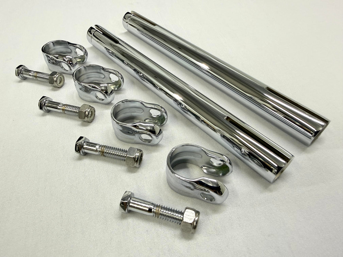 1958-64 GM FULL SIZE CHEVY ORIGINAL STYLE HEAVY DUTY STEEL TIE ROD ADJUSTABLE SLEEVE 2PC (PAIR) (IMPALA BELAIR BISCAYNE etc) / CHROME FINISH