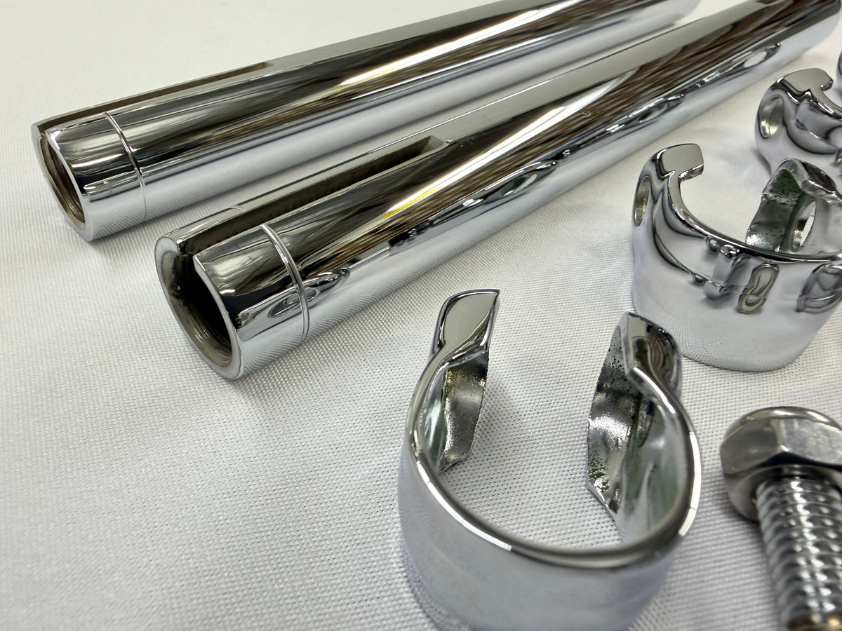 1958-64 GM FULL SIZE CHEVY ORIGINAL STYLE HEAVY DUTY STEEL TIE ROD ADJUSTABLE SLEEVE 2PC (PAIR) (IMPALA BELAIR BISCAYNE etc) / CHROME FINISH