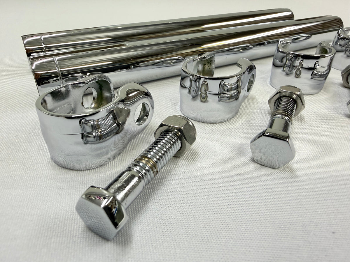1958-64 GM FULL SIZE CHEVY ORIGINAL STYLE HEAVY DUTY STEEL TIE ROD ADJUSTABLE SLEEVE 2PC (PAIR) (IMPALA BELAIR BISCAYNE etc) / CHROME FINISH
