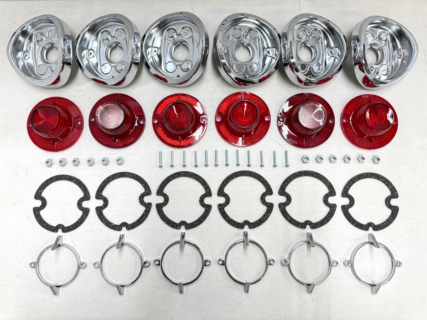 1962 CHEVY IMPALA BEL AIR BISCAYNE TAIL LAMP ASSEMBLY COMPLETE PACKAGE SET (TAIL LIGHT KIT) / IMPORT CHROME [NEW]